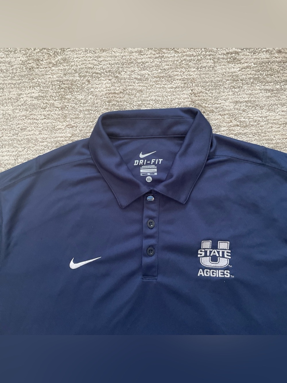 Nike Utah State Aggies Dri-Fit Polo Shirt Blue Men’s Size XL NCAA Embroidered